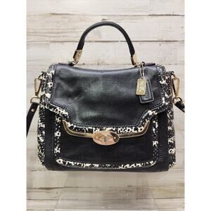 COACH Purse Madison Small Sadie Crossbody Satchel in Two Tone Python Embossed